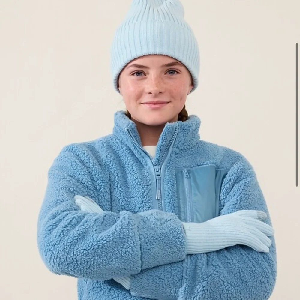 NEW Athleta Girl Chill Out Glove Winter Porcelain Blue Size M/L